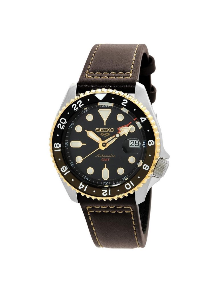Nwt Seiko 5 Sports Skx Gmt Automatic Black Dial Mens Watch